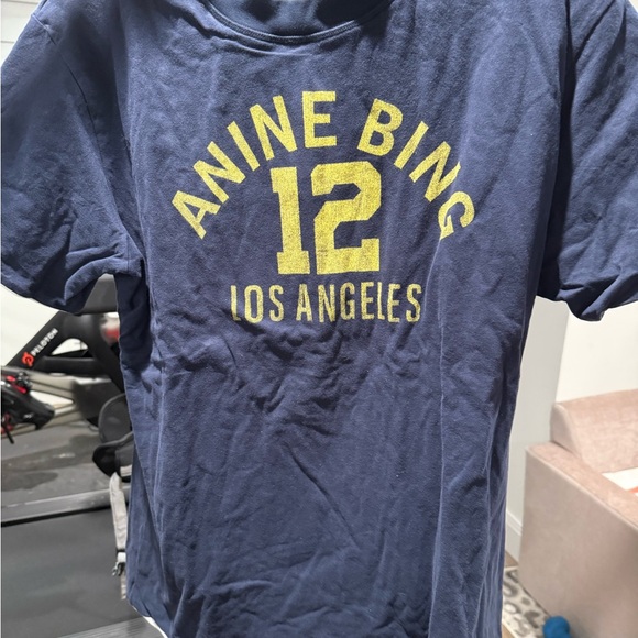 Anine Bing Tops - Anine Bing Blue Tee with Yellow Print